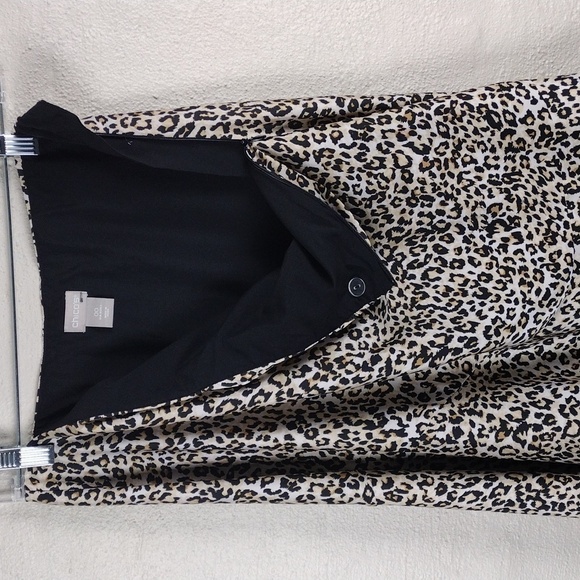 Chico's Tan Multicolored Leopard Print Asymmetrical Waist Pleated Midi Skirt - Picture 4 of 12